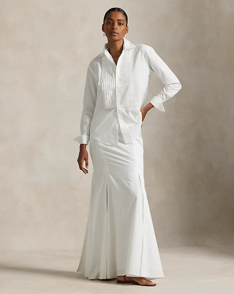 Cotton Fit-and-Flare Maxiskirt
