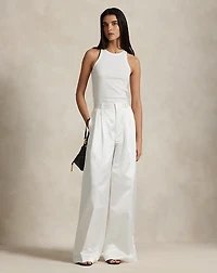 Pleated Satin Wide-Leg Pant