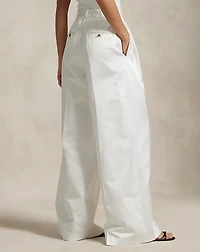 Pleated Satin Wide-Leg Pant