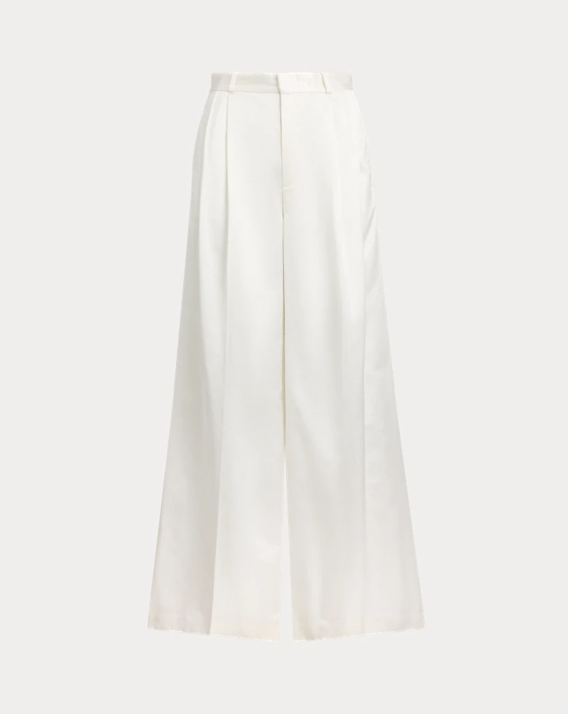Pleated Satin Wide-Leg Pant