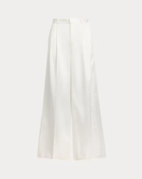 Pleated Satin Wide-Leg Pant