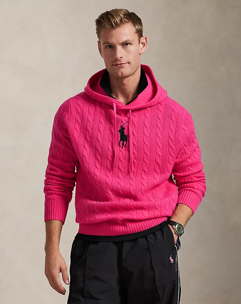 Pink Pony Cable-Knit Hoodie