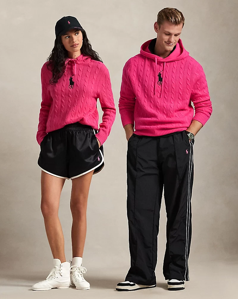 Pink Pony Cable-Knit Hoodie