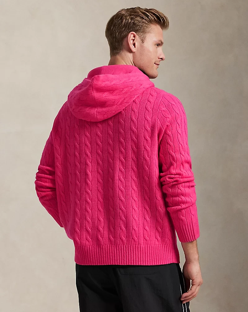 Pink Pony Cable-Knit Hoodie