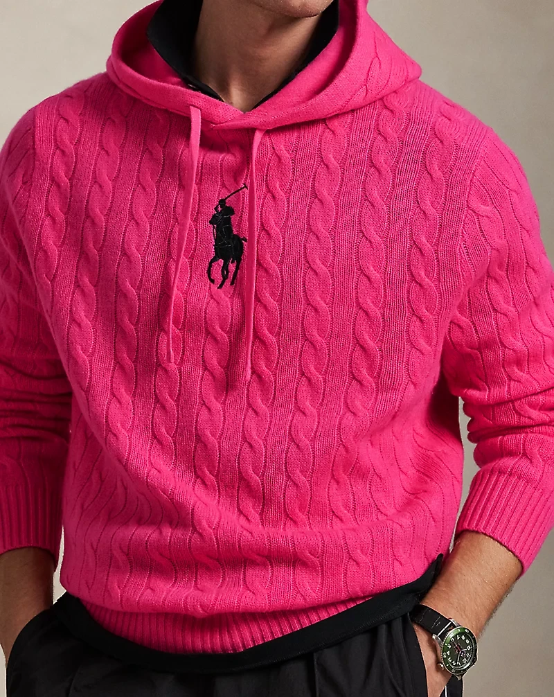 Pink Pony Cable-Knit Hoodie