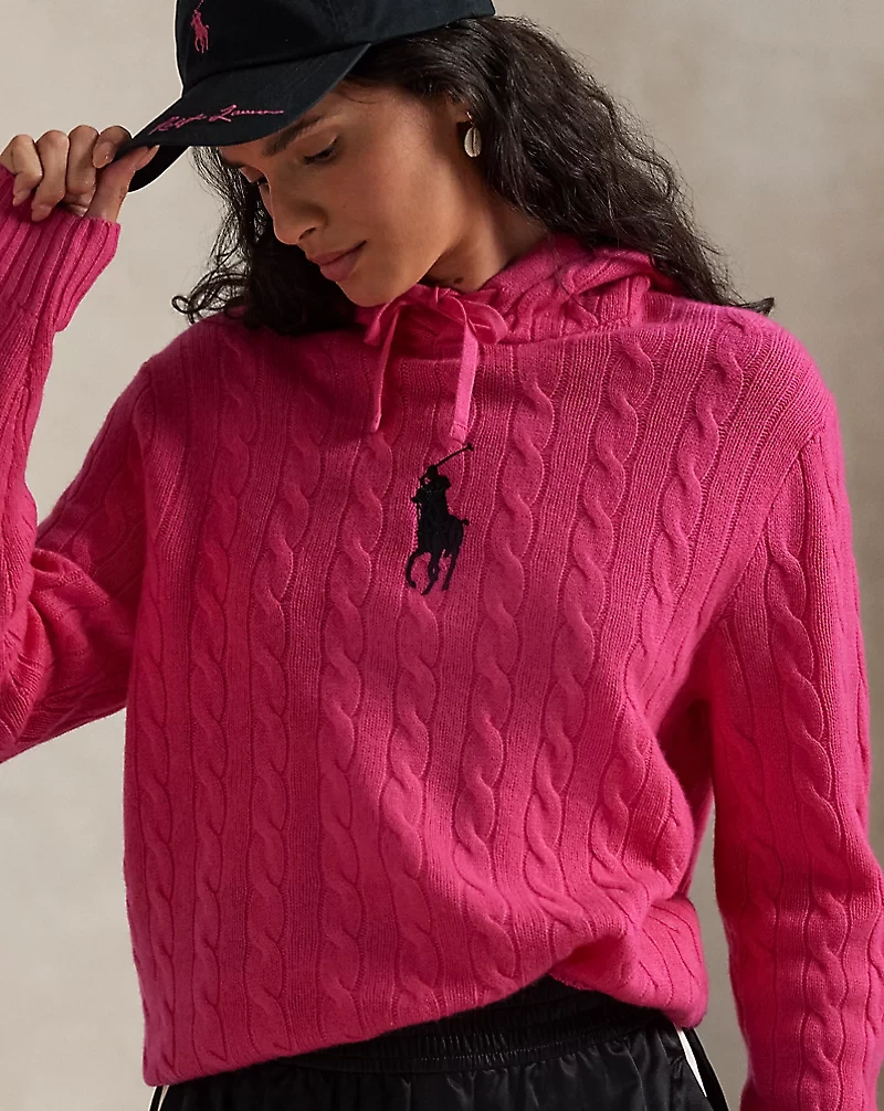 Pink Pony Cable-Knit Hoodie