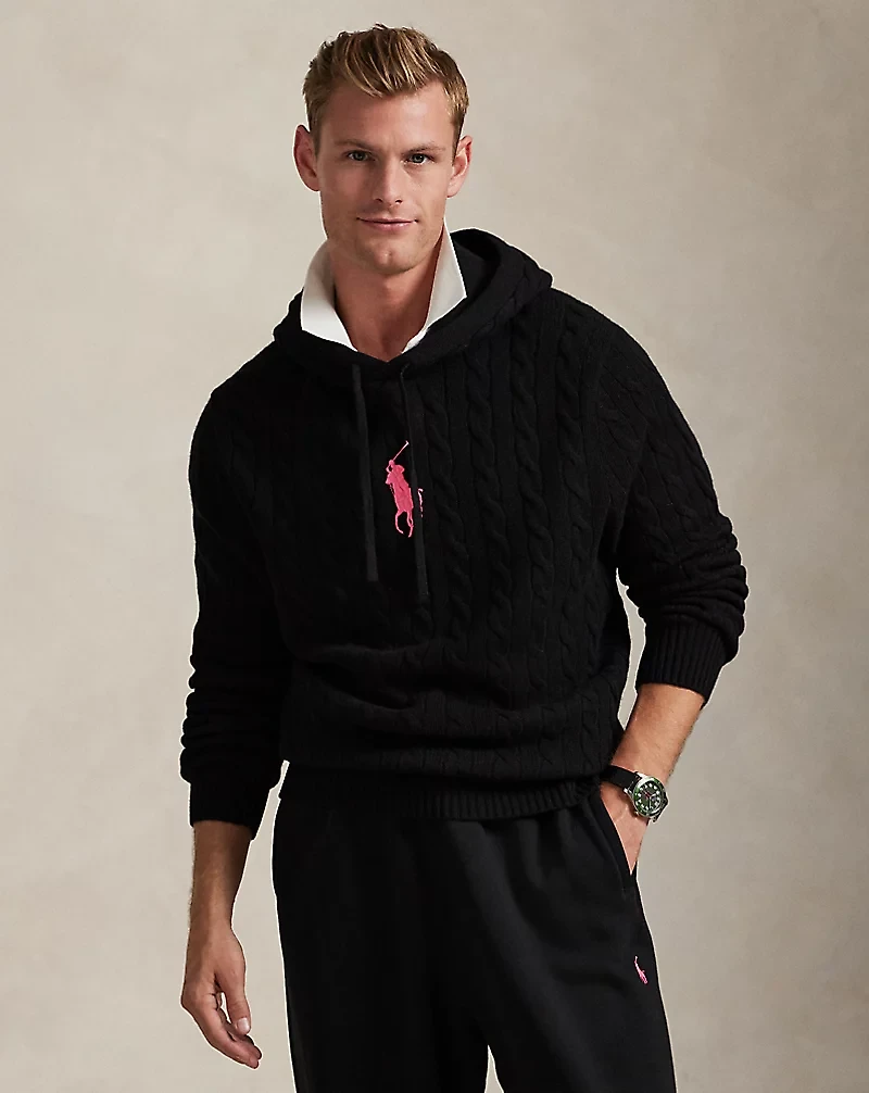 Pink Pony Cable-Knit Hoodie