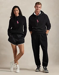 Pink Pony Cable-Knit Hoodie