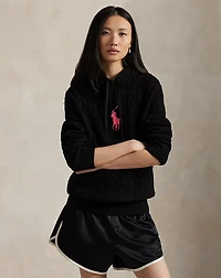 Pink Pony Cable-Knit Hoodie