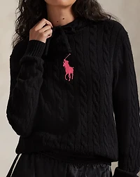 Pink Pony Cable-Knit Hoodie