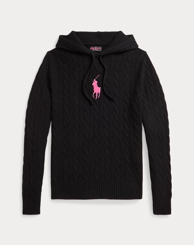 Pink Pony Cable-Knit Hoodie