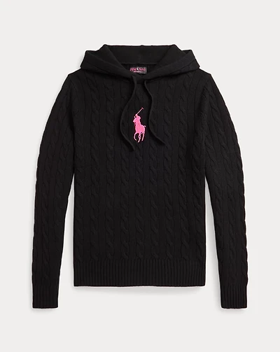 Pink Pony Cable-Knit Hoodie