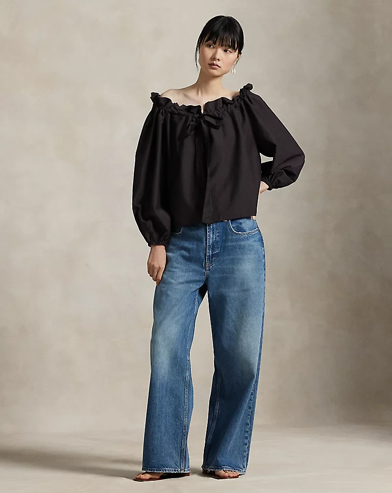 Off-the-Shoulder Cotton-Silk Blouse
