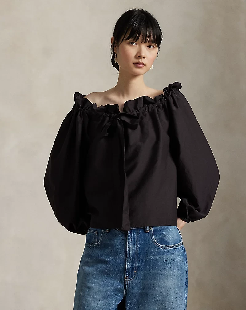 Off-the-Shoulder Cotton-Silk Blouse