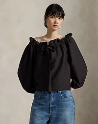 Off-the-Shoulder Cotton-Silk Blouse