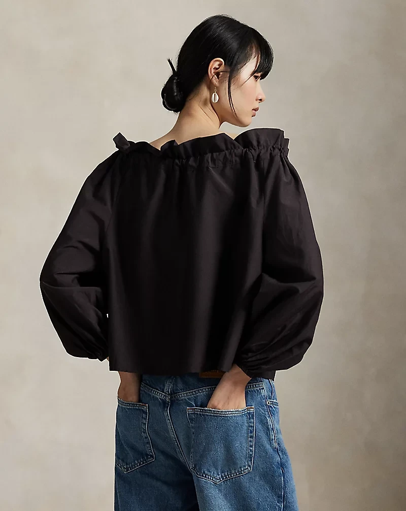 Off-the-Shoulder Cotton-Silk Blouse