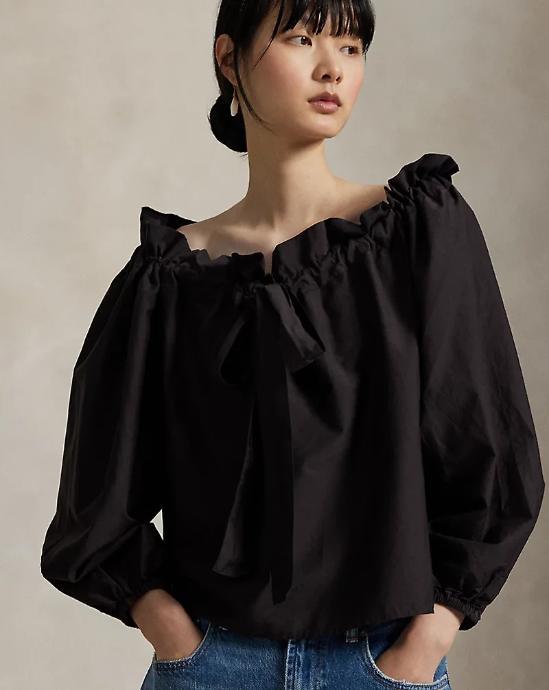 Off-the-Shoulder Cotton-Silk Blouse