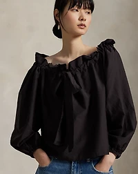 Off-the-Shoulder Cotton-Silk Blouse