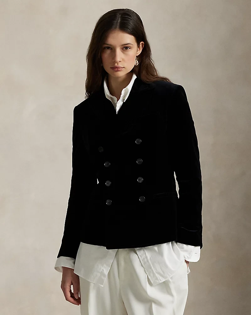 Double-Breasted Velvet Blazer