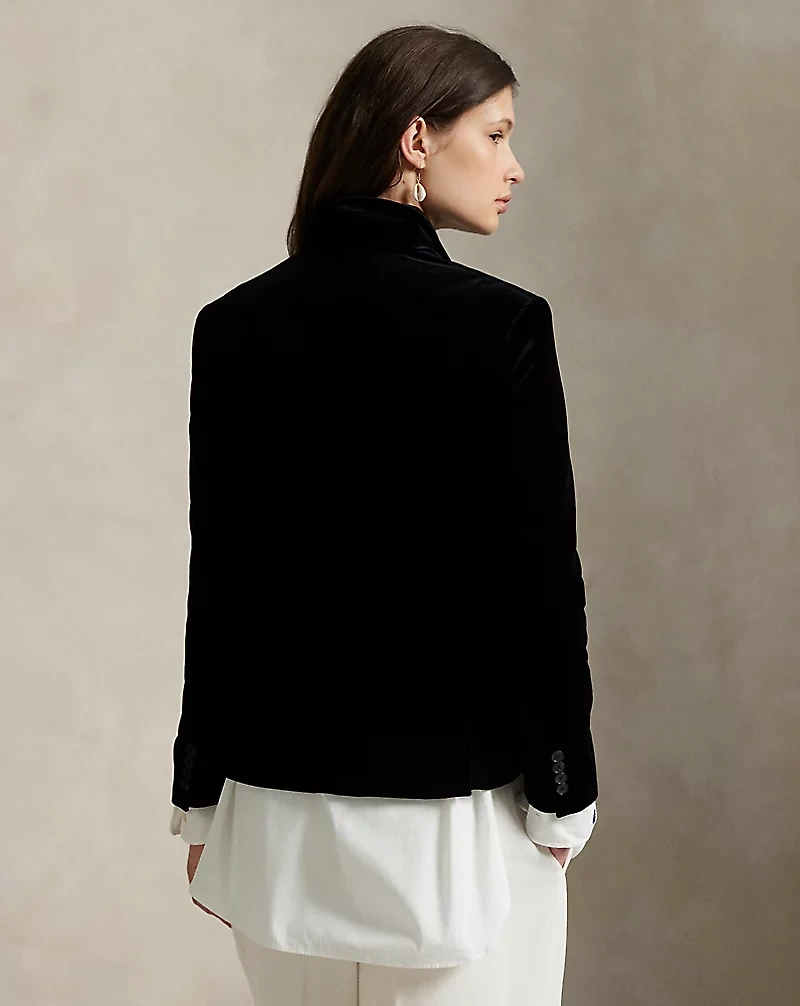 Double-Breasted Velvet Blazer