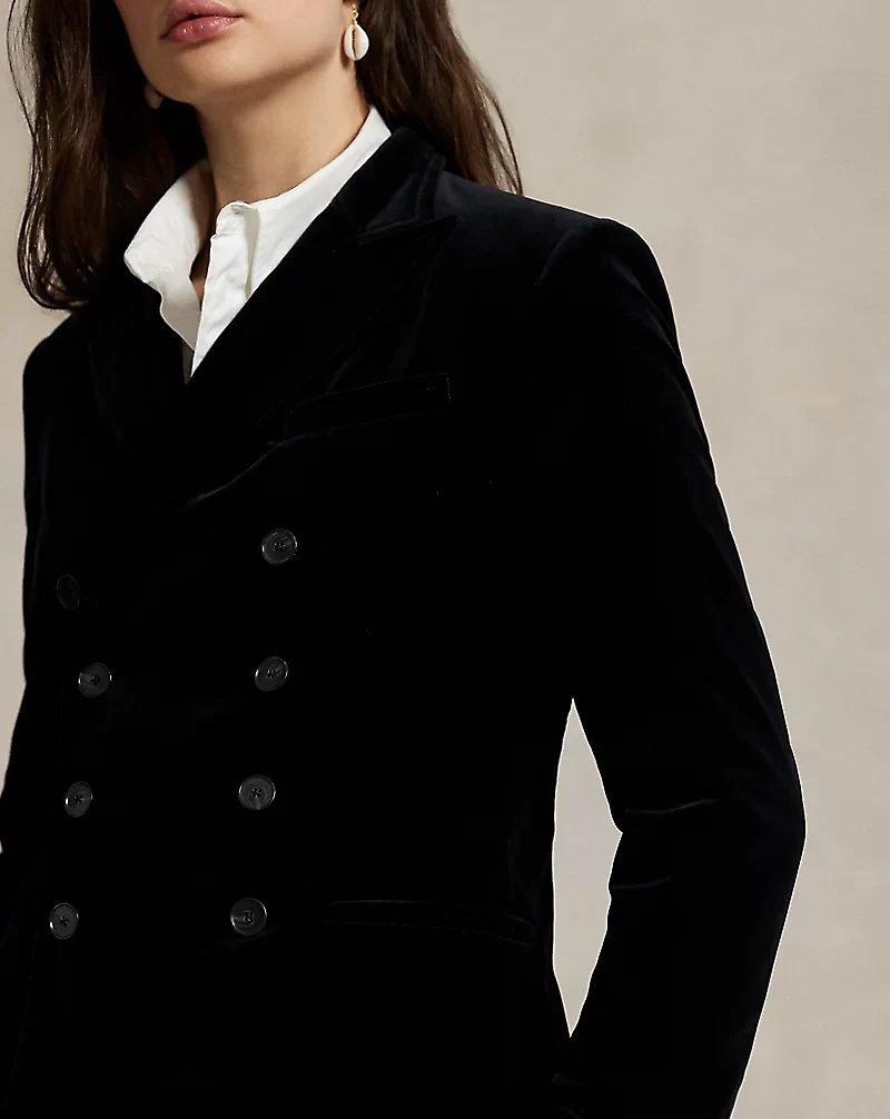 Double-Breasted Velvet Blazer