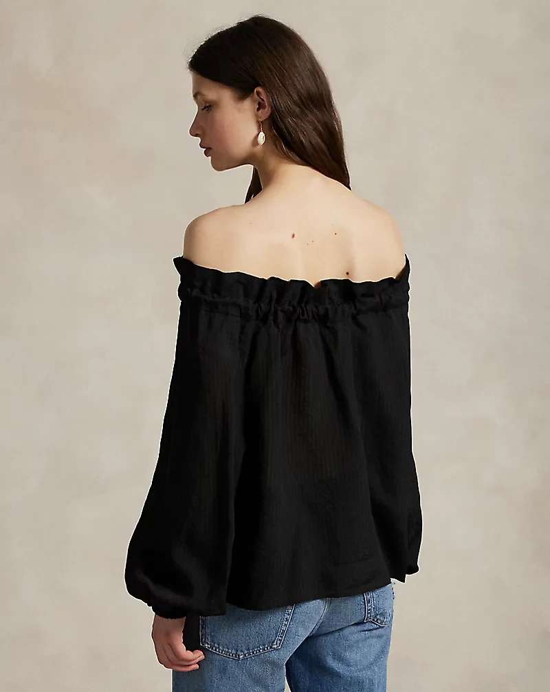 Ruffle-Trim Off-the-Shoulder Top