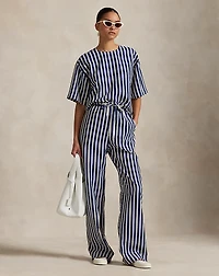 Striped Silk-Blend Short-Sleeve Top