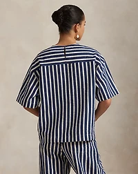 Striped Silk-Blend Short-Sleeve Top
