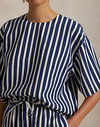 Striped Silk-Blend Short-Sleeve Top