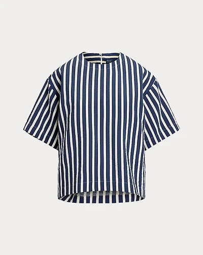Striped Silk-Blend Short-Sleeve Top