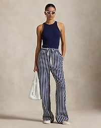 Striped Silk-Blend Wide-Leg Pant