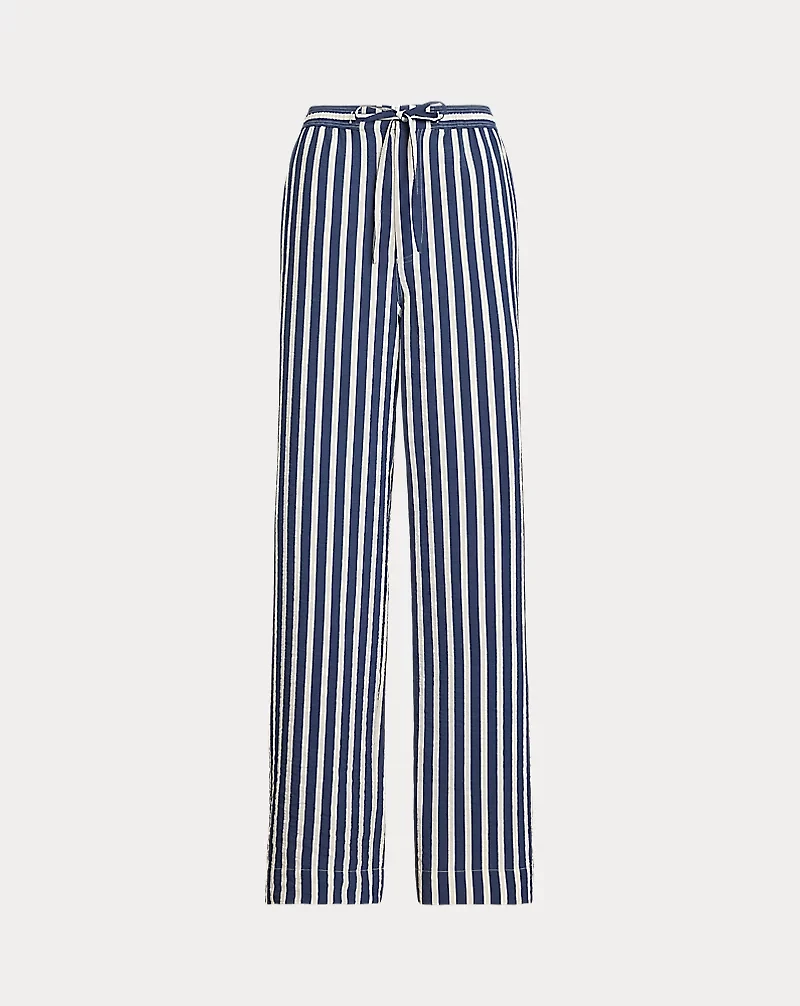 Striped Silk-Blend Wide-Leg Pant