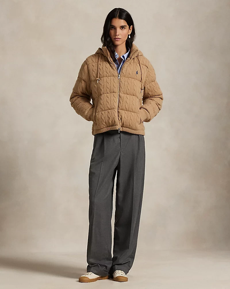 Cable-Knit Wool-Cashmere Quilted Jacket