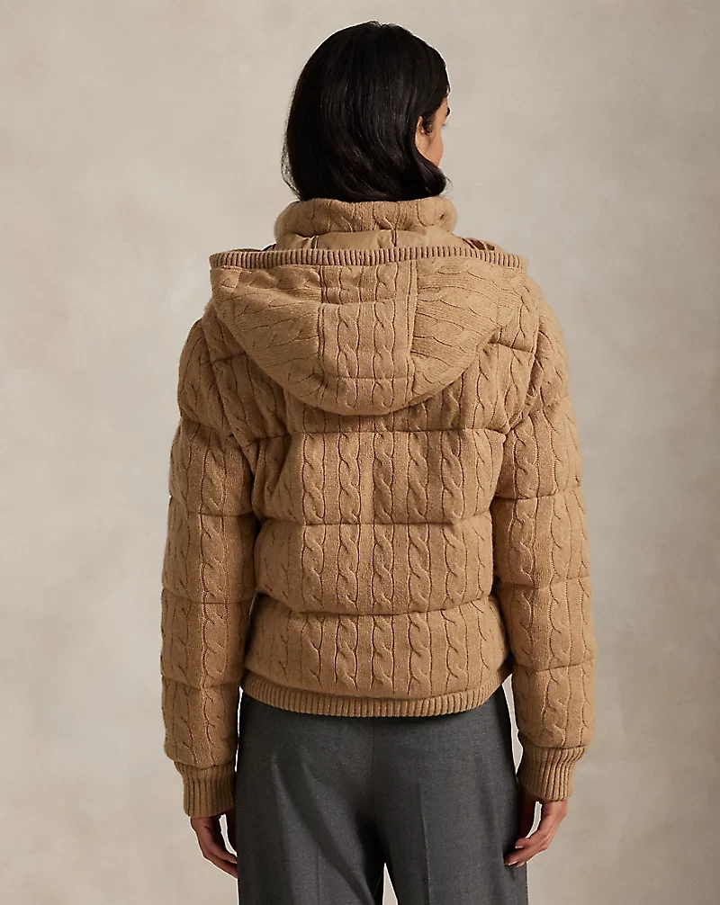 Cable-Knit Wool-Cashmere Quilted Jacket