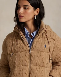 Cable-Knit Wool-Cashmere Quilted Jacket
