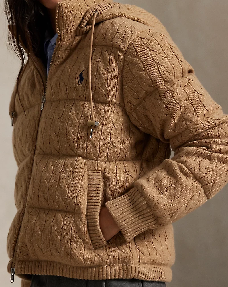 Cable-Knit Wool-Cashmere Quilted Jacket