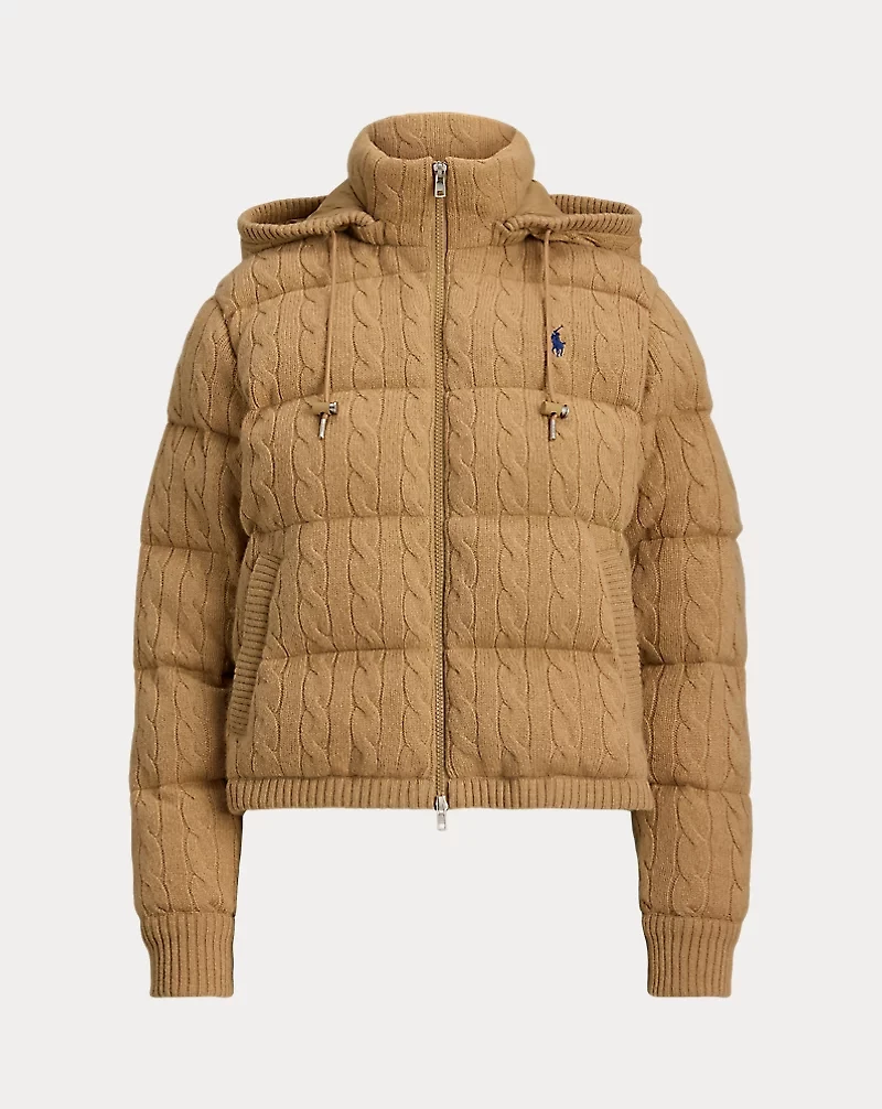 Cable-Knit Wool-Cashmere Quilted Jacket