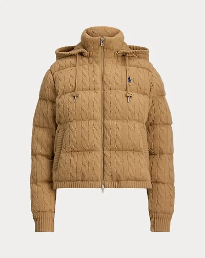 Cable-Knit Wool-Cashmere Quilted Jacket