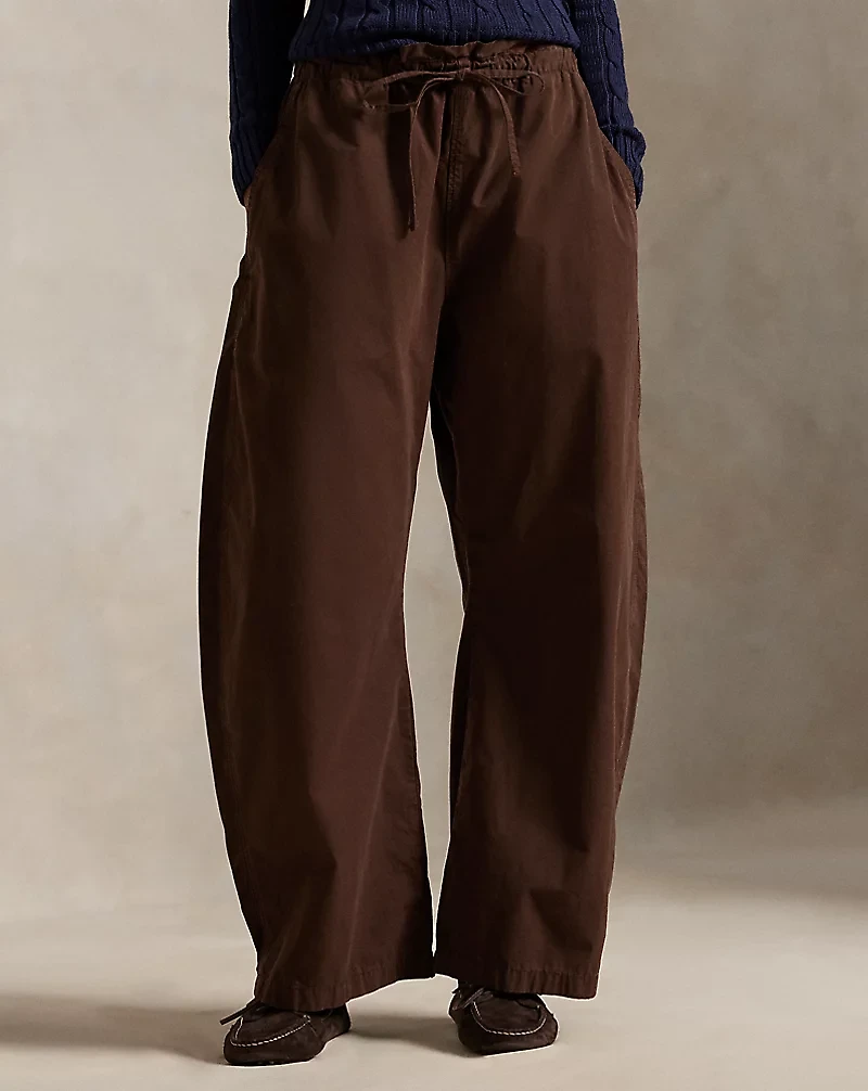 Cotton Curved Tapered Drawstring Pant