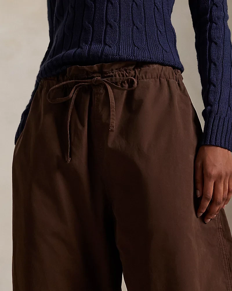 Cotton Curved Tapered Drawstring Pant