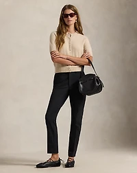 Cashmere Crewneck Short-Sleeve Cardigan