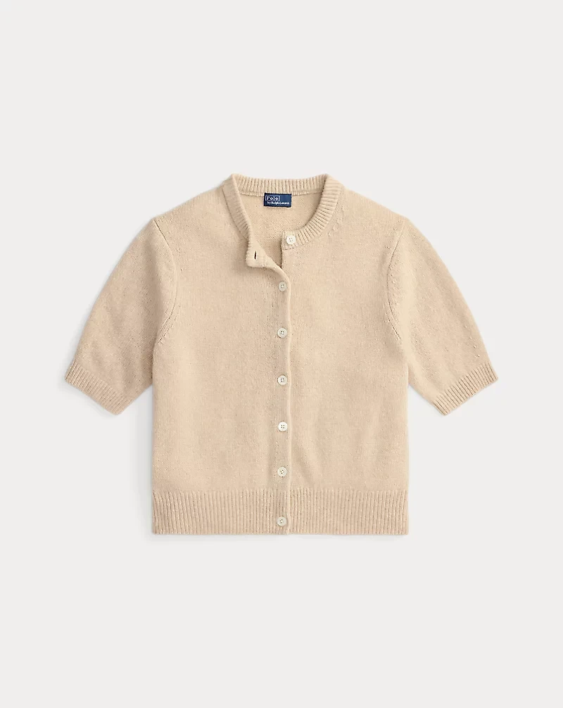 Cashmere Crewneck Short-Sleeve Cardigan