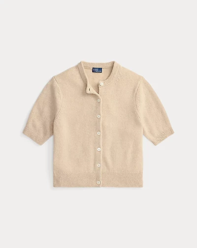 Cashmere Crewneck Short-Sleeve Cardigan