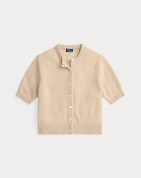 Cashmere Crewneck Short-Sleeve Cardigan