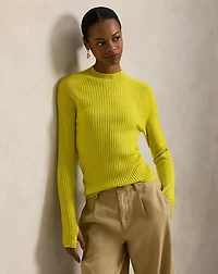 Rib-Knit Wool Mockneck Sweater