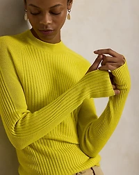Rib-Knit Wool Mockneck Sweater