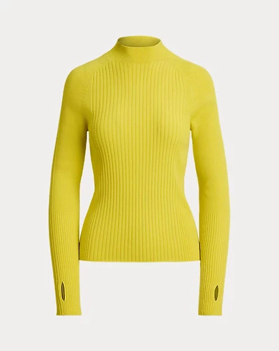 Rib-Knit Wool Mockneck Sweater