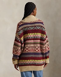 Geometric Shawl-Collar Zip Cardigan