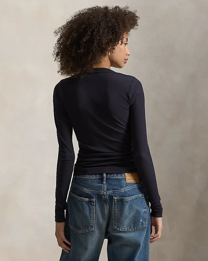 Ribbed Cotton Henley Shirt