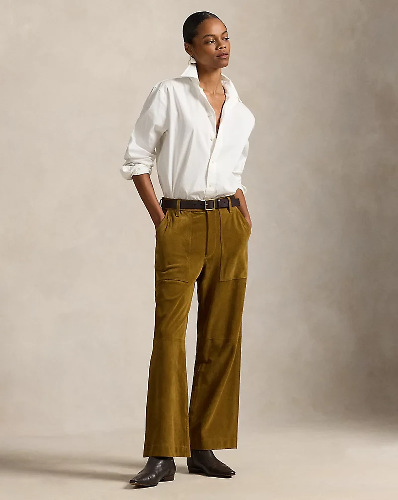 The Ricky Wide-Leg Crop Suede Pant